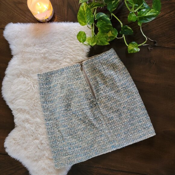 Ann Taylor Gold and Blue Boucle Skirt Size 6 - Picture 6 of 7